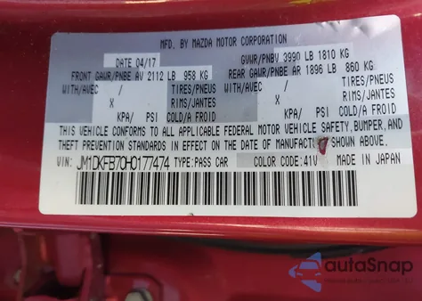 2017 Mazda Cx-3 Sport из США, поврежденный, VIN JM1DKFB70H0177474